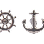 Silver Anchor and Wheel Cufflinks