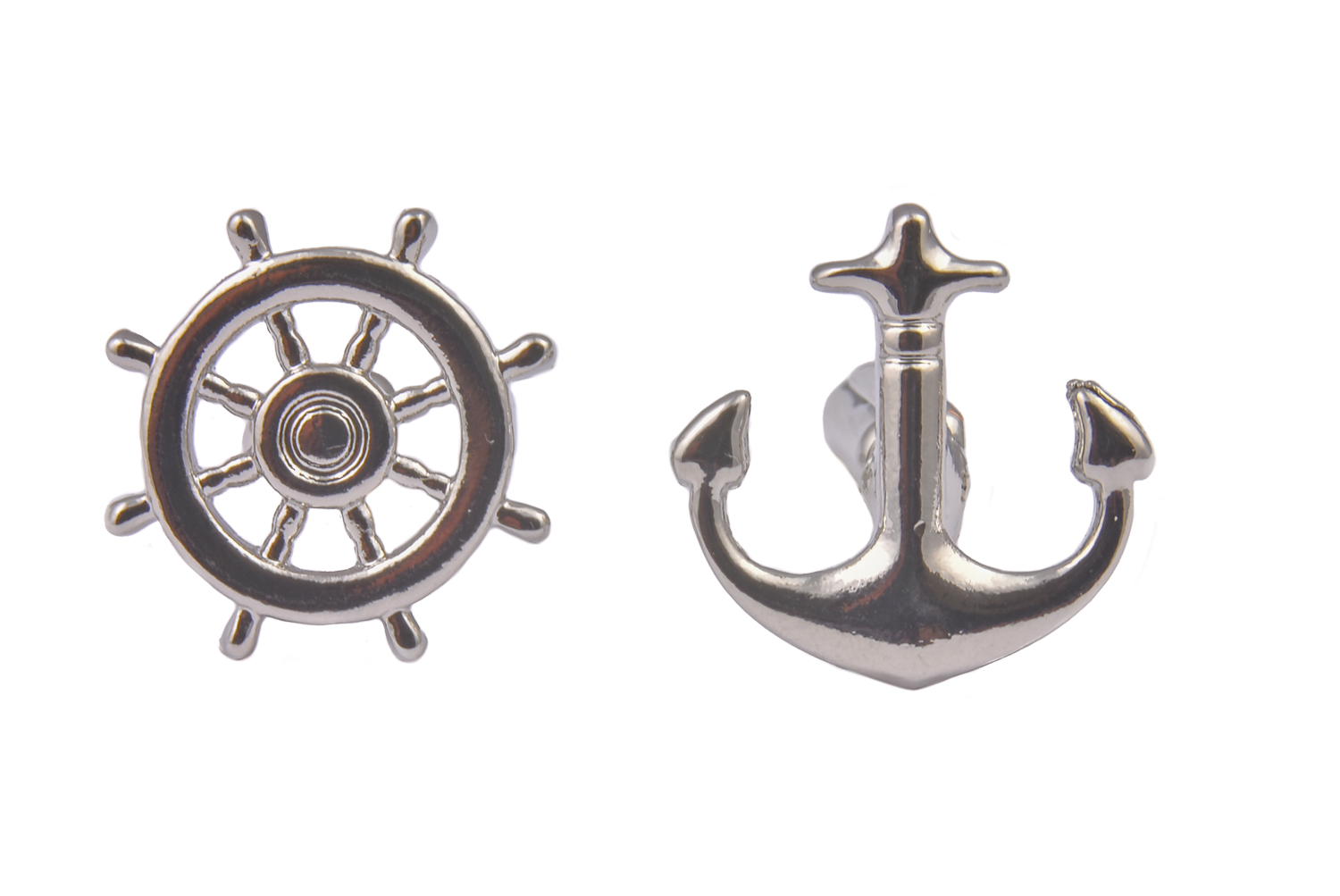 Silver Anchor and Wheel Cufflinks