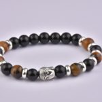 Natural Stone Agate Tiger Eye Mix Buddha Bracelet