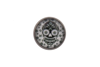Black Flowers Skull Lapel Pin Badge