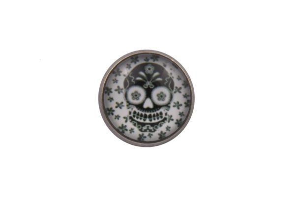 Black Flowers Skull Lapel Pin Badge